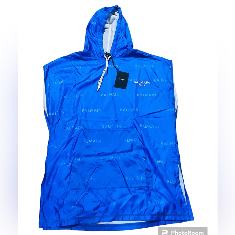 BALMAIN***Men’s Blue Jacquard Poncho***Med. $678 - Picture 2 of 6